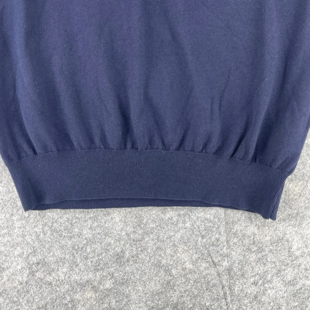 Polo Ralph Lauren V-Neck Sweater Men Large Blue Pima Cotton Pony Logo Preppy